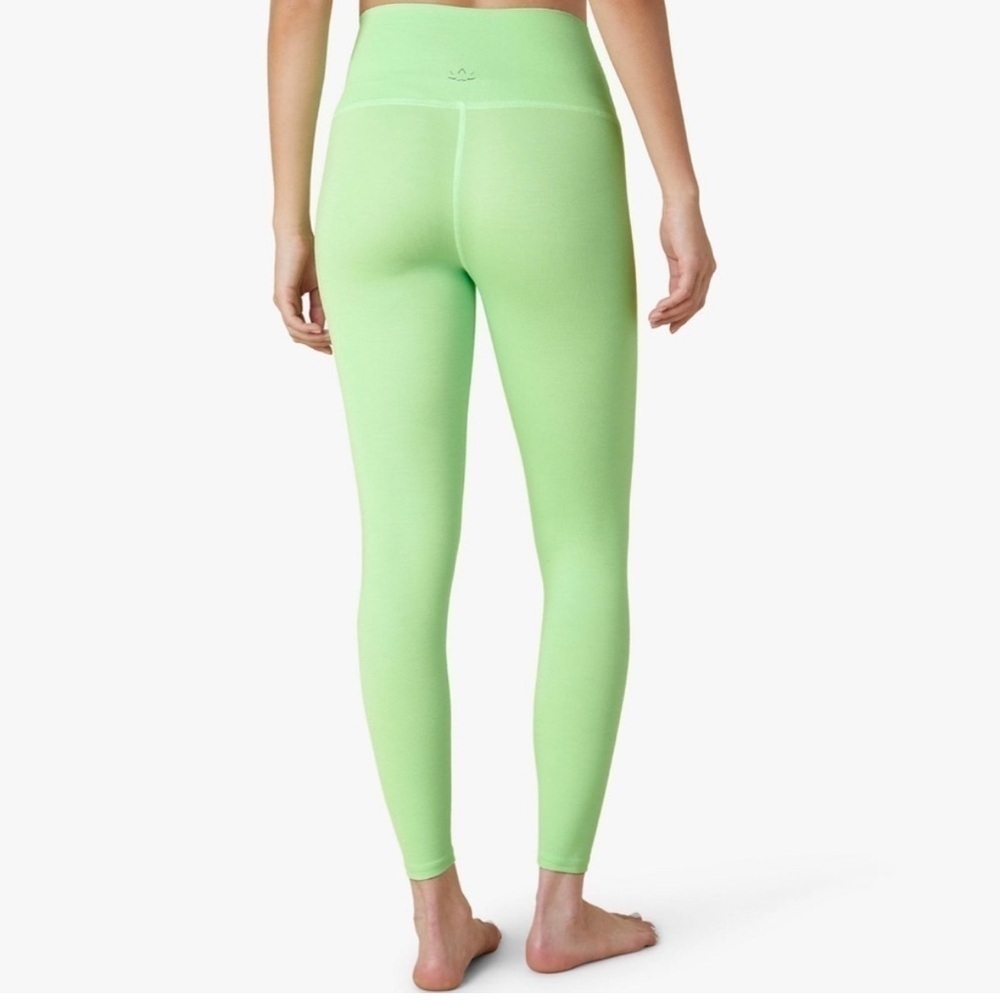 NWT Beyond Yoga Heather Ribbed High Waisted Midi Legging Lime Green - Picture 2 of 8
